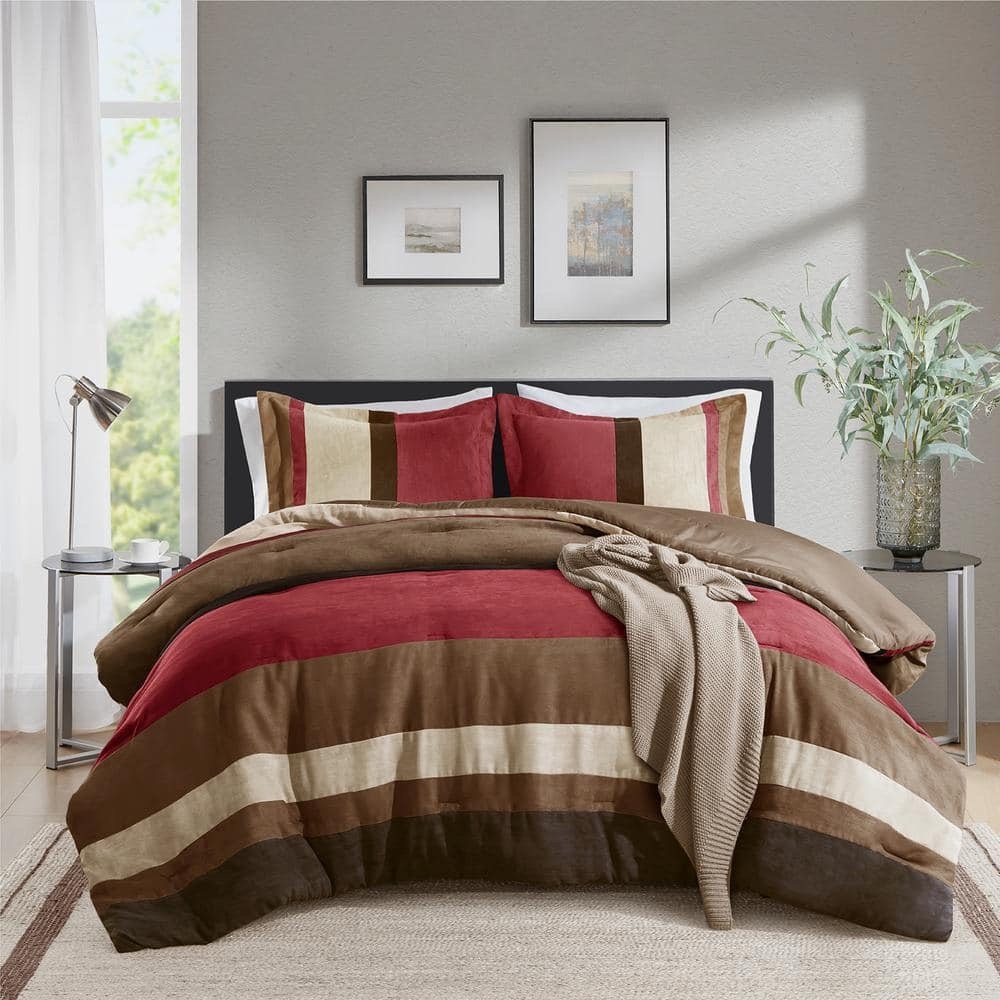 NEW 510 Design Boulder Stripe Twin/Twin XL 2-Piece Comforter Set – Brick Red